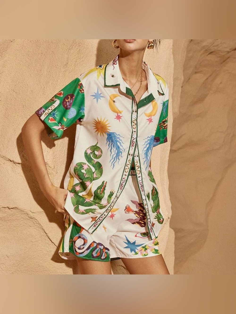 Eclectic shorts and button up set